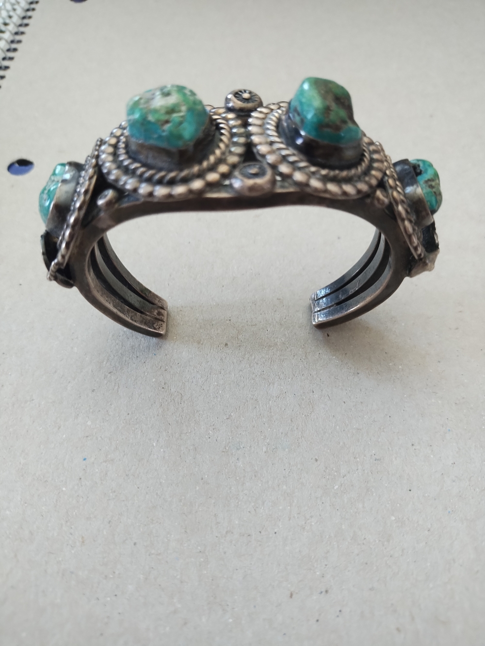 Sterling Silver Turquoise Cuff Bracelet - Green Turquoise Accent